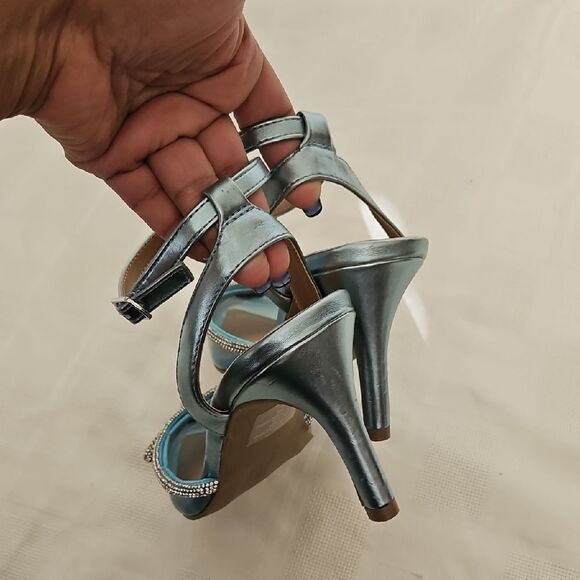Torrid Blue Strappy Heels with Bow Detail - Picture 4 of 16